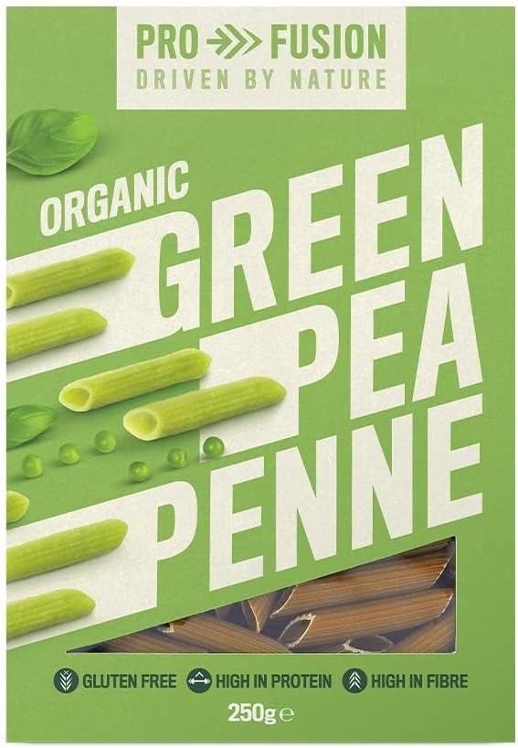 Profusion Organic Green Pea Penne Pasta, 250g - High in Plant-Based Protein & Fibre - Grain-Free, Gluten-Free, GMO-Free & Suitable for Vegans