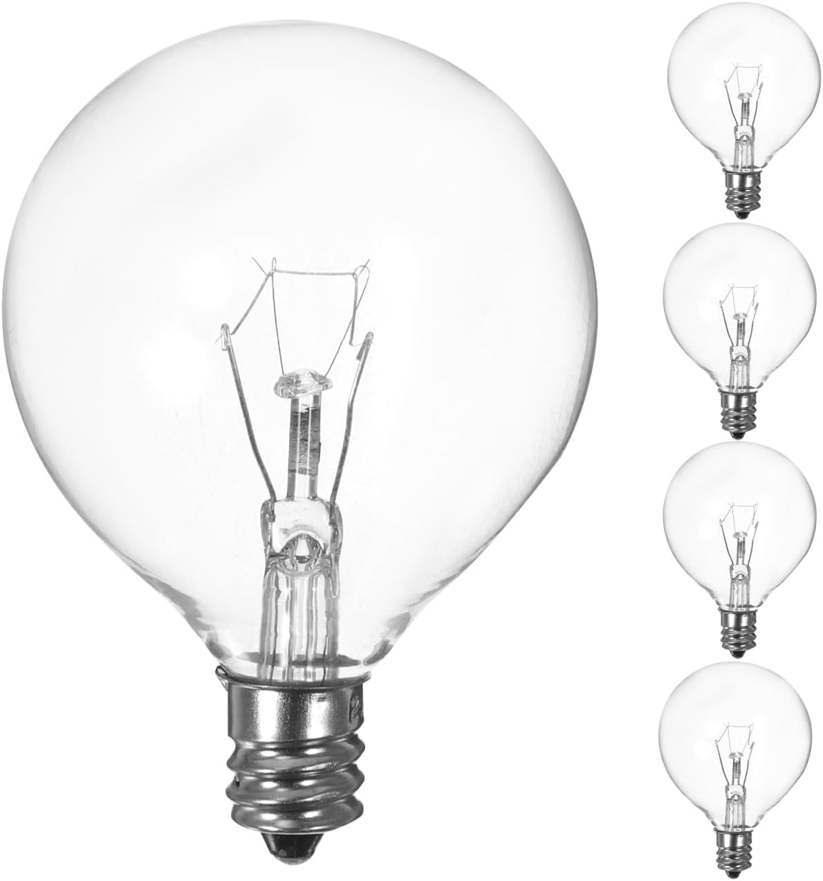 Mobestech Lava Lamps Bulbs 25 Watt Wax Warmer Bulbs, 5Pcs Bulbs for Full Size Warmer, E12 Base Wax Bulb, G50 Dimmable Light Bulbs for Burner, High Temp Resistance (220V-230V)