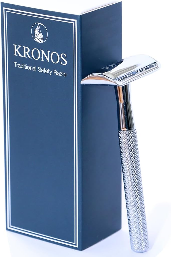 Kronos LDN Chrome Safety Razor | Traditional Double Edge Razor | Razors for Men and Women | Fits All DE Razor Blades | Eco-Friendly and Cost-Effective | Kronos (Chrome)