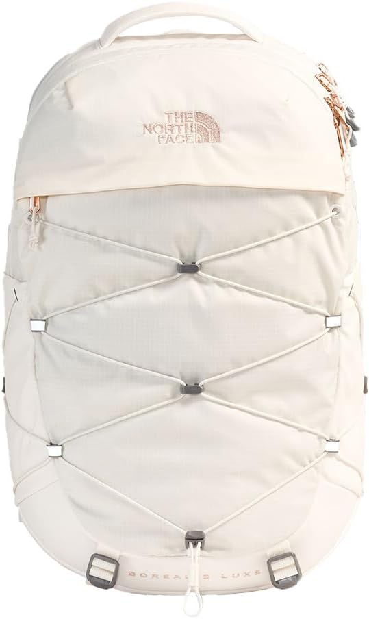 The North Face Women's Borealis Luxe Commuter Laptop Backpack - PFAS Free, Gardenia White/Burnt Coral Metallic, One Size