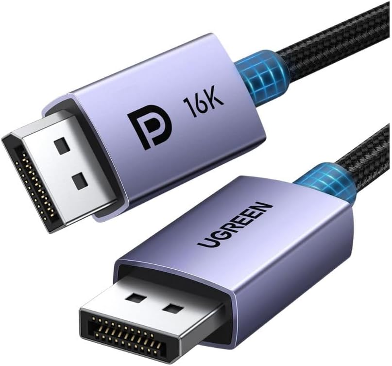 UGREEN 16K DisplayPort Cable 2.1 [VESA Certified] DP2.0 40Gbps Support 8K@240Hz 4K@240Hz HDR, HDCP, DSC 1.2a, Braided Display Port Cable Cord Compatible FreeSync G-Sync Video Card Monitor, 6.6FT