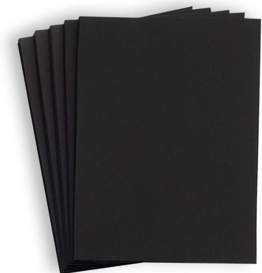 Hamilco Black Colored Cardstock Thick Paper – 8.5" x 11", 80 lb Cover, Black, Scrapbook, Craft & Calligraphy Printable Cardstock, 50 Sheets