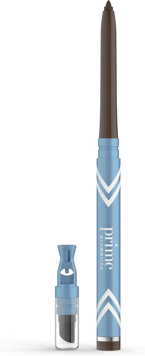 Prime Prometics PrimeEyes Glide Eyeliner for Mature Women – Water-Resistant, Long-Stay and Mess-Proof – Gel Cream Texture, Discreet Sharpener and Effective Smudger (Wood (Brown))