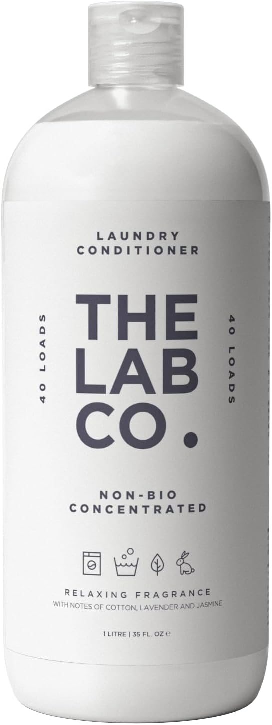 The Lab Co. Non-Bio Fabric Conditioner Laundry Softener 1 Litre 40 Washes Relaxing Fragrance Cotton Lavender and Jasmine