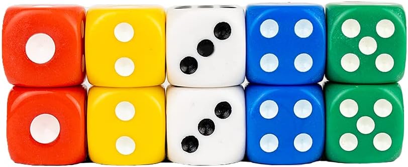 Storm&Lighthouse 10 Pack Six-Sided Dice Coloured Dice Game D6 Dice Set Smoother Rolling Dice 1.4cm (1)