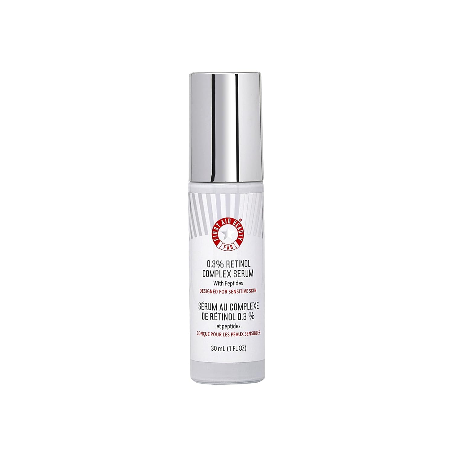 First Aid Beauty - 0.3% Retinol Complex Serum with Peptides, Designed for Sensitive Skin, Helps Visibly Improve Lines and Wrinkles with Less Irritation than Traditional Retinol, Non-Comedogenic, 1 oz