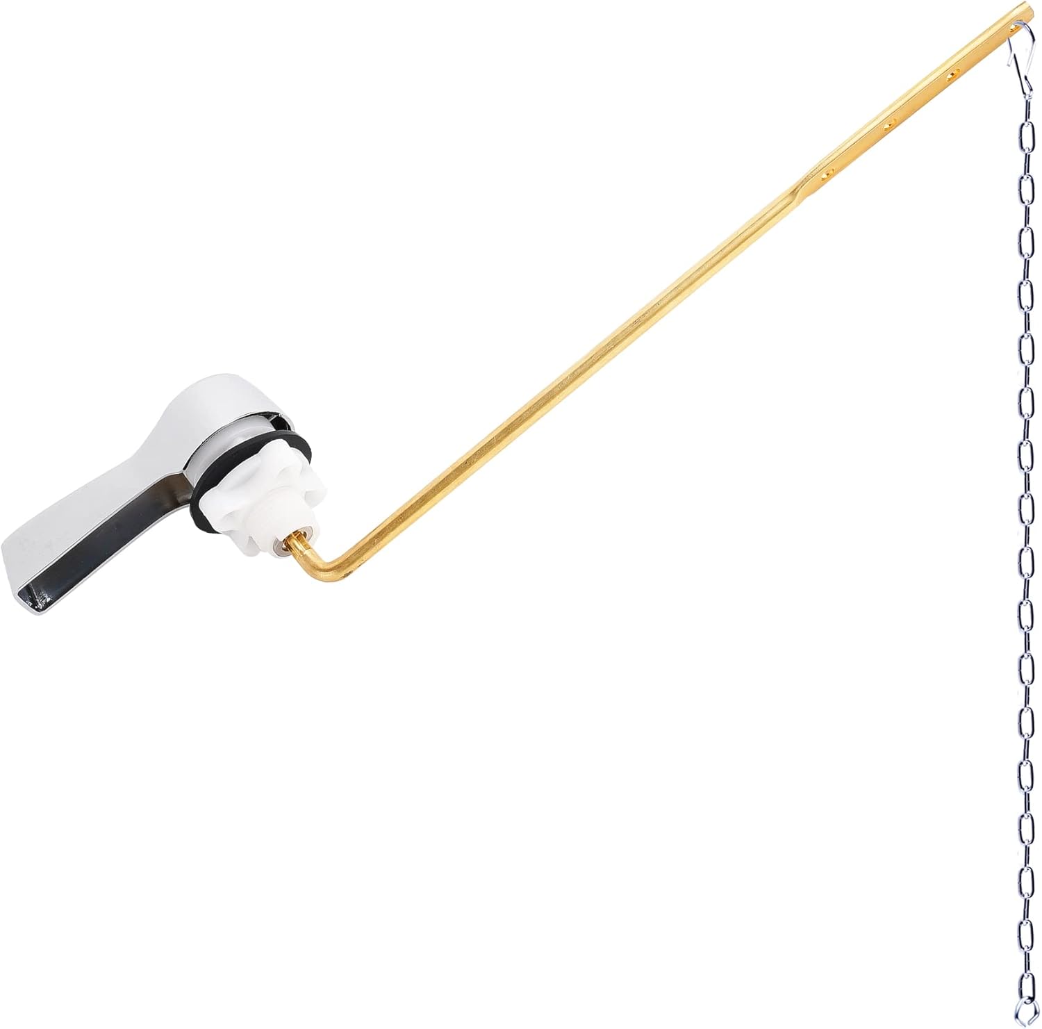 Hibbent Universal Metal Front Mount Toilet Handle Replacement Kit, Brass Toilet Flush Tank Lever with Stainless Steel Flapper Chains for Most Toilets, Chrome