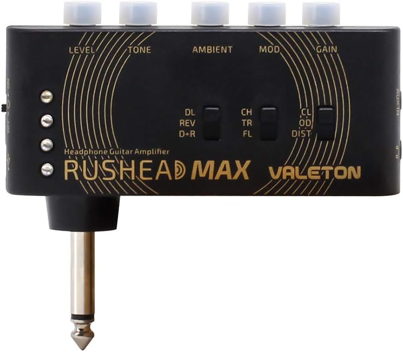 Valeton RH-100 Rushead Max - USB Chargable Portable Pocket Guitar Bass Headphone Amp Carry-On Bedroom Plug-In Multi-Effects