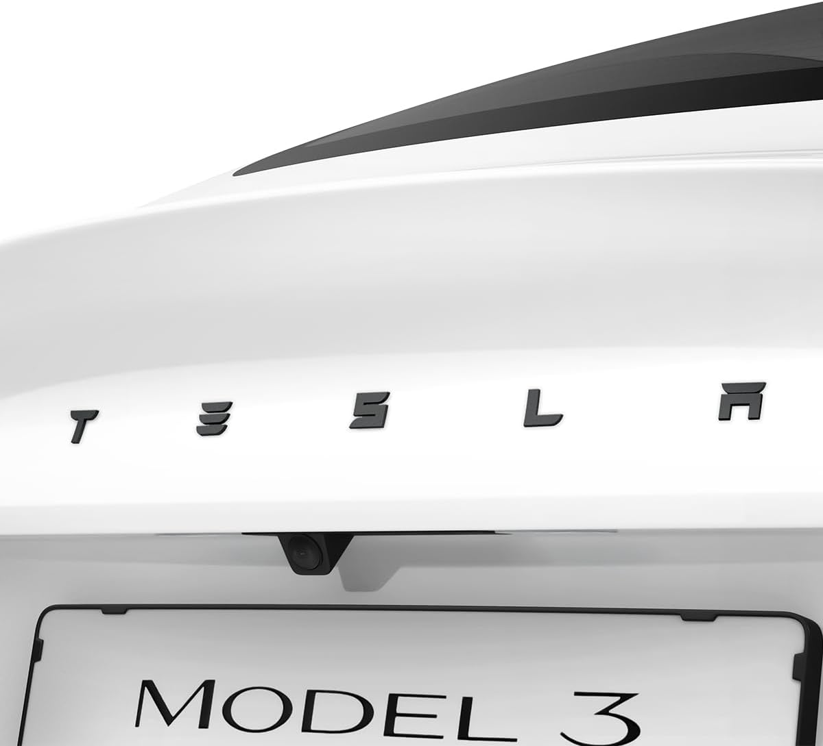 Spigen Tesla Model 3 2024 - Current Highland Rear Emblem Logo Sticker Decals, Premium Full Cover, PC Scratch Resistant Material, Designed for Tesla Model 3 Accessories - Black