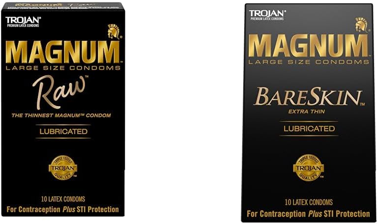 Trojan Condom Magnum RAW Large 10 Count & Magnum Bareskin Large 10 Count Condoms