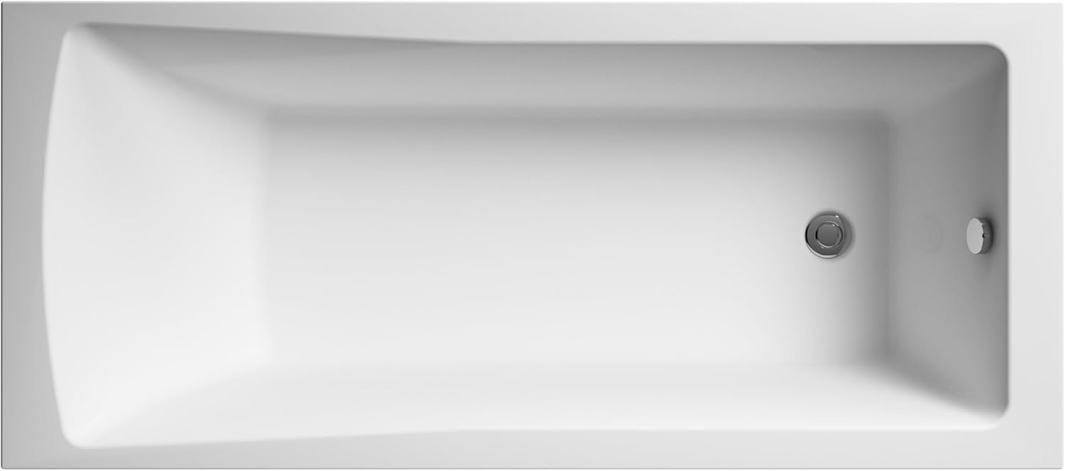 Balterley 1700 x 700mm Square Shower Bath, Straight Single Ended Gloss White Soaking Shower Bath, Acrylic Baths for Bathrooms, Straight Square, Adjustable Leg Set, Soaking Bathtub (White)