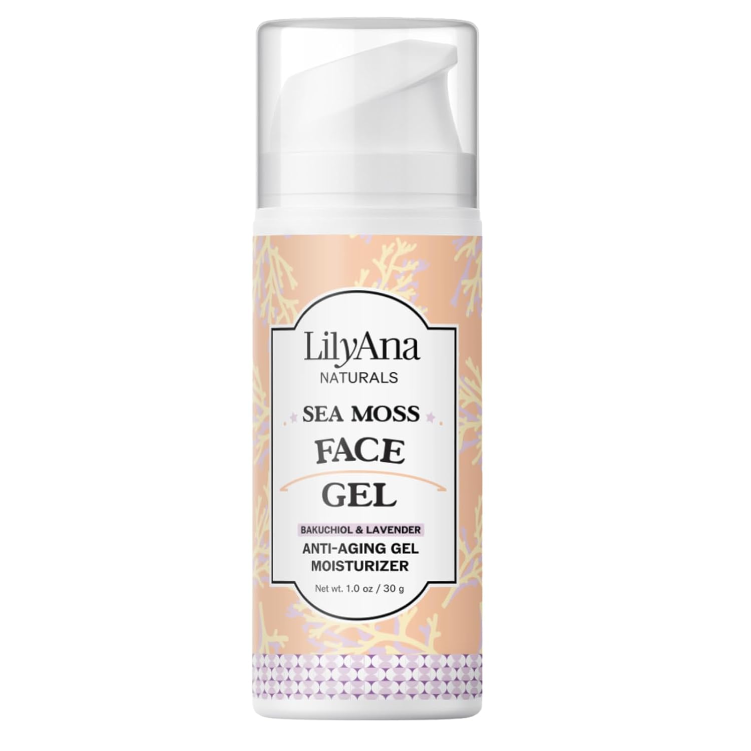 LilyAna Naturals Sea Moss with Bakuchiol Face Gel - Extreme Hydration Moisturizing Cream - Natural and Organic - Gentle Formula - Made in the USA - 1oz