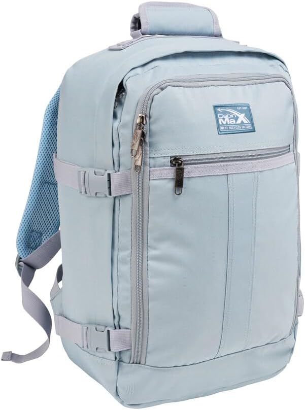 Metz Stowaway 20L Travel Bag 16x10x8inch (40x25x20cm) - Mini Backpack/Weekender Bag Ideal Underseat Carry on Luggage (Aspen Blue)