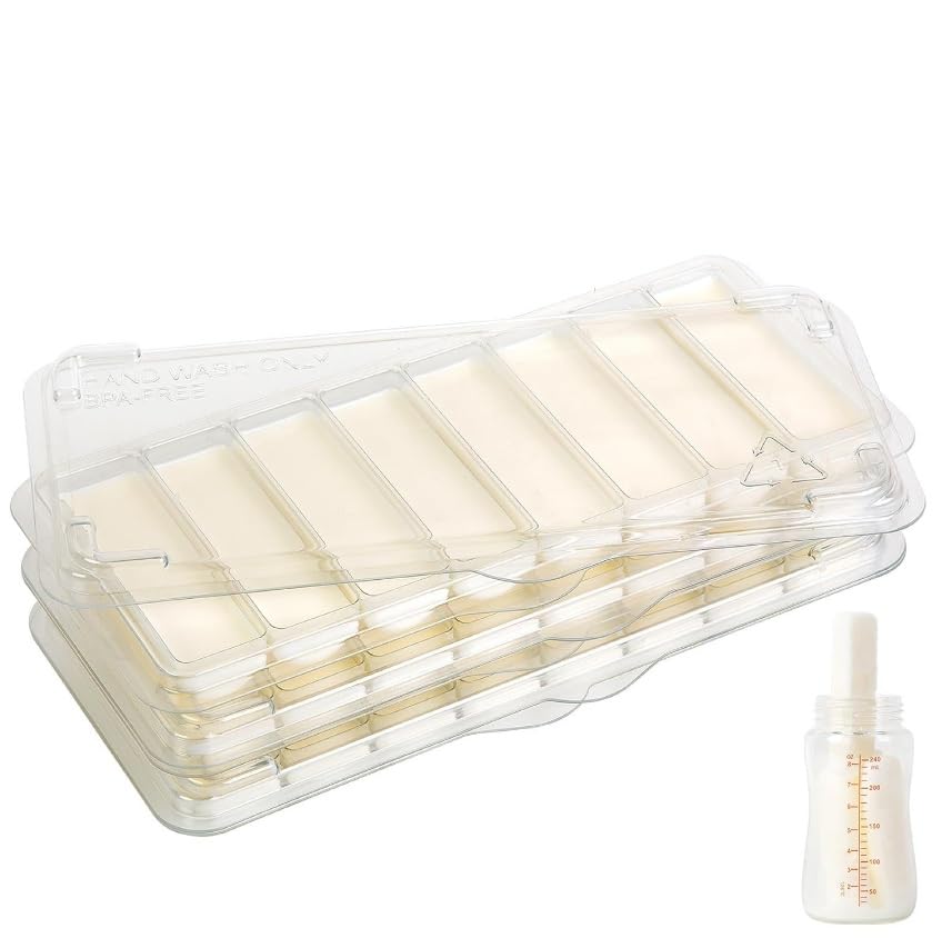 [3 Pack] Breast Milk Freezer Tray for Easy Storage - Sturdy Food Freezer Tray with Lid - 1oz Portion Breast Milk Ice Cube Tray - Breastmilk Freezer Tray - Milk Trays for Breastmilk Makes 24 Cubes