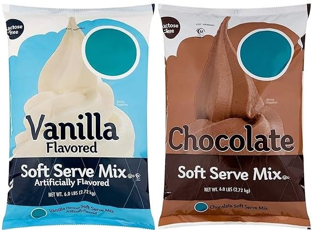 Chocolate & Vanilla Soft Serve Powdered Ice Cream Mix | Lactose Free | Kosher | 6 lb. Bag each