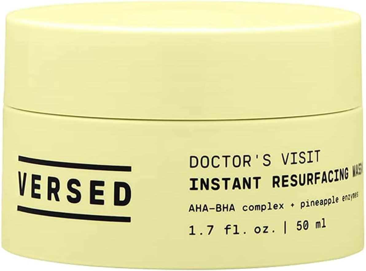 Versed Doctor's Visit Skin Resurfacing Face Mask - Glycolic Acid + Lactic Acid Face Exfoliant for Dark Spots & Skin Texture - AHA BHA Enzyme Mask to Brighten, Smooth Rejuvenate Skin (50ml)