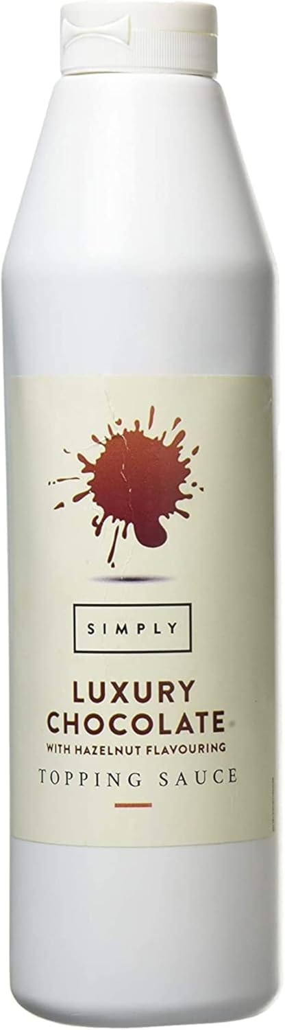 Simply Luxury Chocolate with Hazelnut Flavouring Topping Sauce, Ready to Use Dessert Sauce for Ice Cream, Waffles, Pancakes, Coffee & Milkshakes (1 kg)