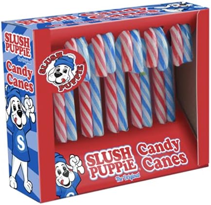 Candy Canes - 10 Slush Puppie Candy Canes - Blue Raspberrry And Cherry Flavour Candy Canes -Vegan