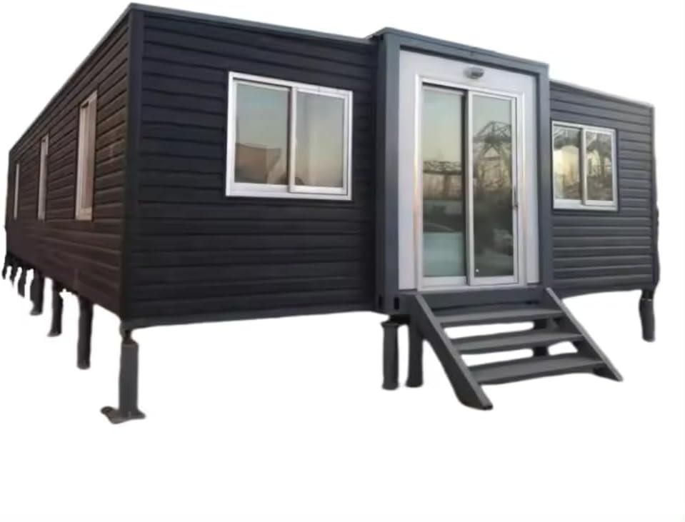 30FT Tiny House to Live in,Portable Prefab House with 2 Bedroom,1 Full Equiped Bathroom and Kitchen,Prefabricated Container House for Adults Living,Foldable Mobile Home with Steel Frame