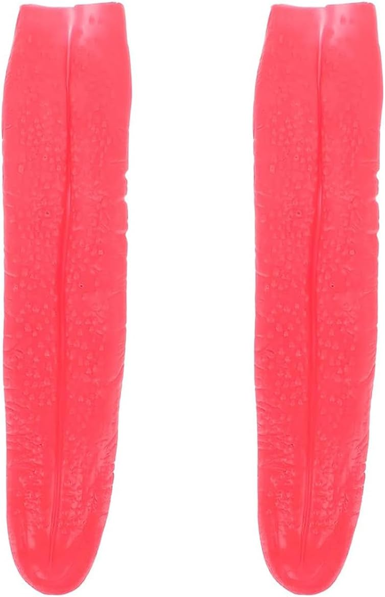 BinaryABC Halloween Fake Tongue,Long Rubber Tongue,Horrible Trick Props,Hallowee Costume Cosplay Party Accessory,2PCS