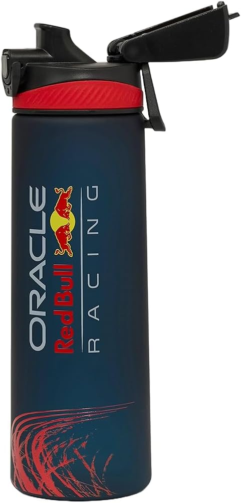 Red Bull Racing F1 Team Insulated Water Bottle, Navy Blue, Flip-Top Lid