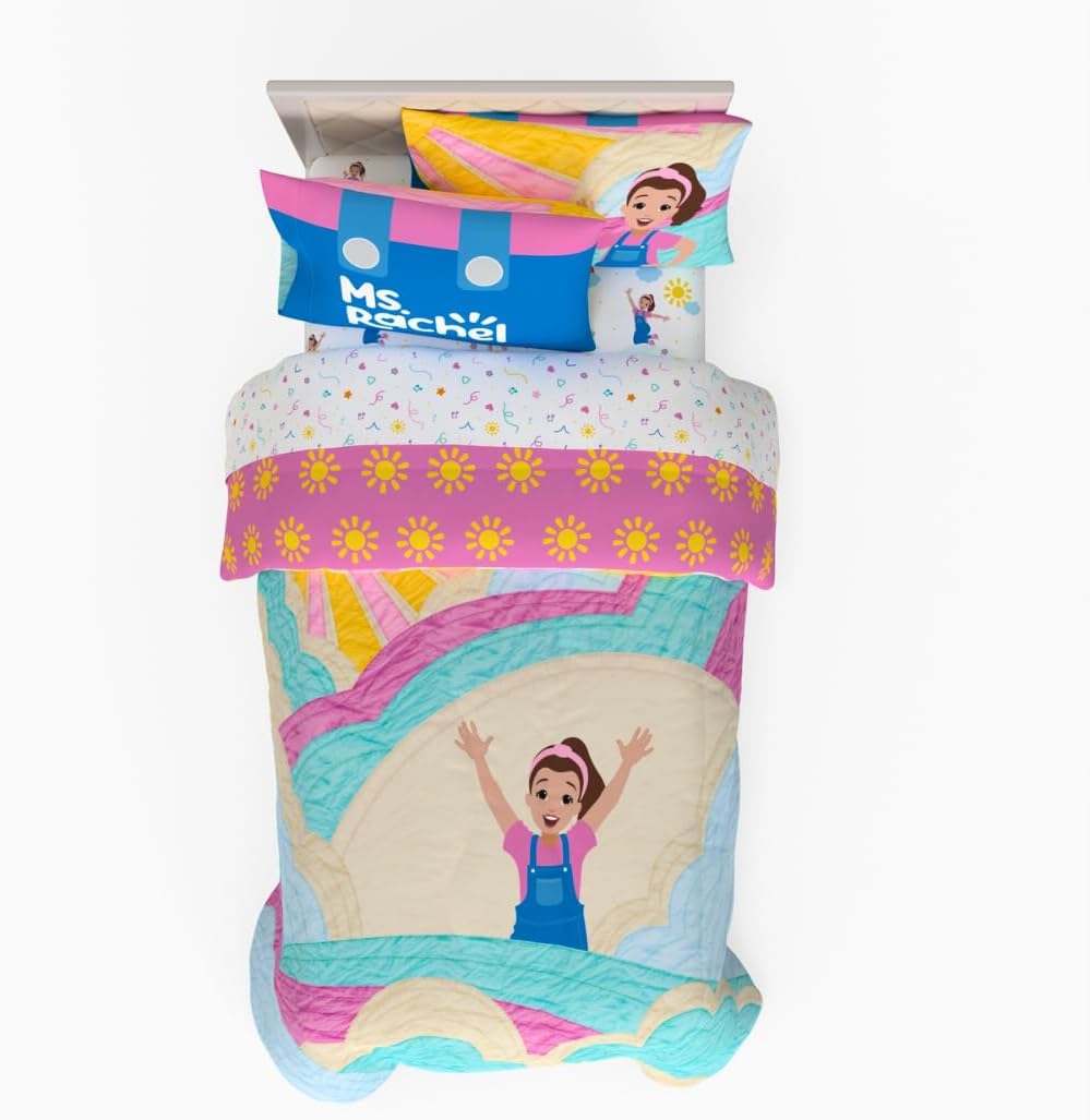 Franco Ms. Rachel Educational Adventures Kids Bedding Super Soft Microfiber Comforter and Sheet Set, 4 Piece Twin Size, (Officially Licensed Product)