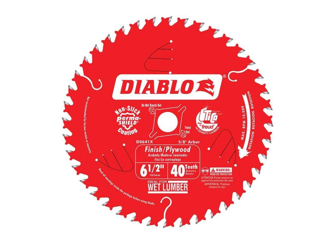 Freud Tico Finish BLD 6.5" 40T | High-Performance Smooth Finish Crosscuts for Wood Cutting, 15" Hook Angle, 10000 Max RPM, TiCo Carbide - D0641A