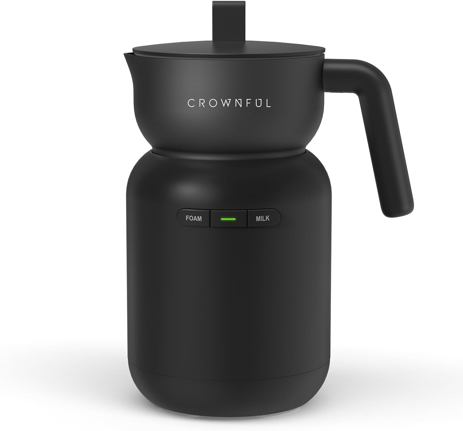 CROWNFUL Milk Frother, Electric 5-in-1 Milk Frother and Steamer with Temperature Control, Dishwasher Safe, Auto Shut-Off Frother for Coffee, Dark Grey