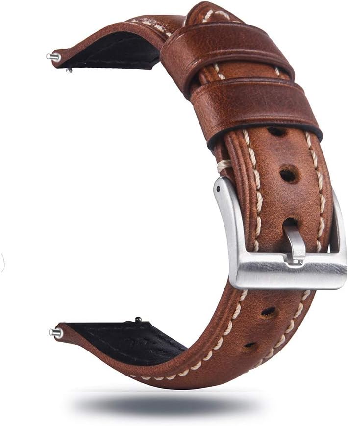 Berfine Quick Release Retro Leather Watch Band,Vintage Pull-up Leather Watch Strap