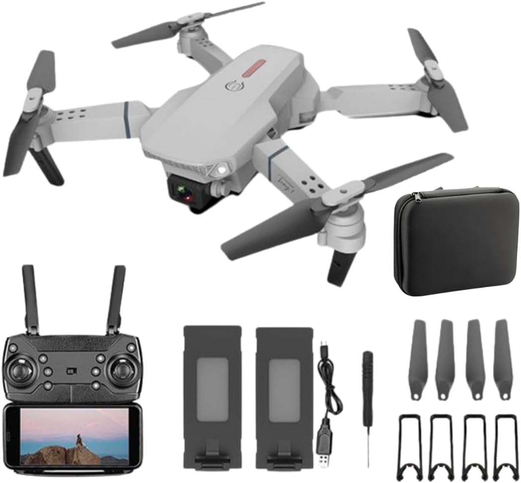 Trendi Foldable Quadcopter Drone with 360° Roll | 150m Range | Dual HD Camera Lens | 25-30 Min Flight Time | Speed Control, Gesture Manipulation, Optical Flow, Avoidance | 2 Batteries (Grey)