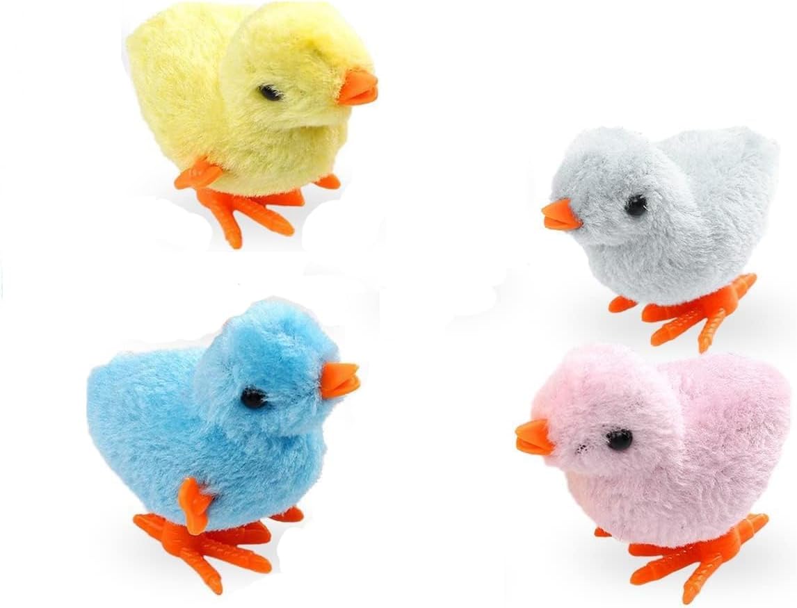 Ding Yongliang Easter Wind Up Chicken Toy, Easter Decoration Chick, Pack of 4 Chicken Toy Gift for Little Boys and Girls, Chick Toy Easter, Easter Basket Fillers (Random Colour)