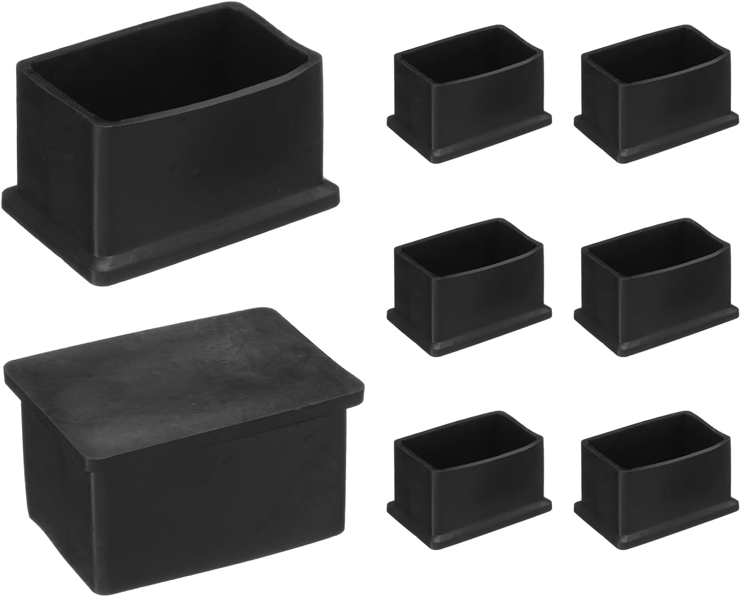 uxcell 8pcs Rectangle Chair Leg Caps PVC Chair Leg Floor Protectors Non-Slip Chair Feet Covers for Hardwood Floors Furniture Protectors, Black, 30 x 50mm