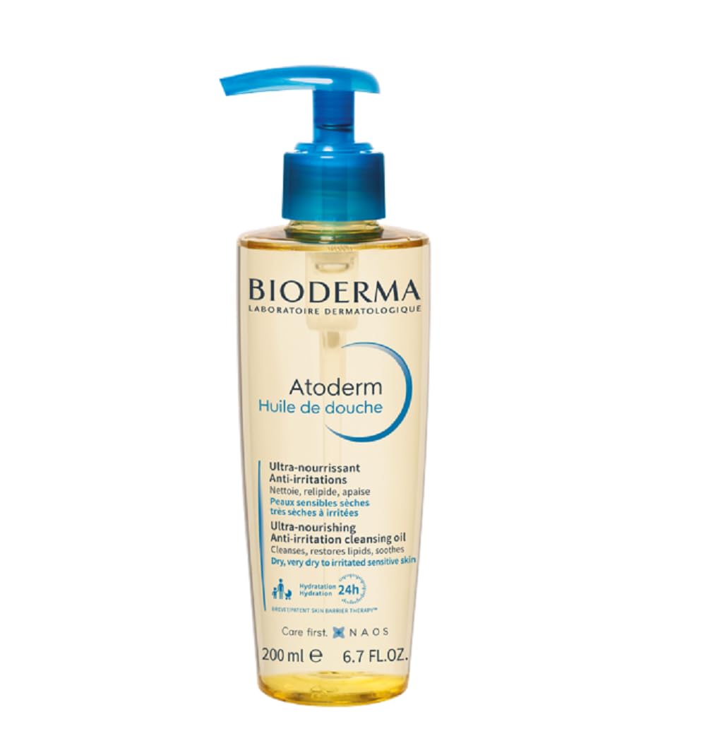 Bioderma Atoderm Shower Oil, Cleansing Oil For Face & Body, Nourishing Cleansing Oil For Dry to Atopic Sensitive Skin For Softer & Smooth Skin For Your Whole Family