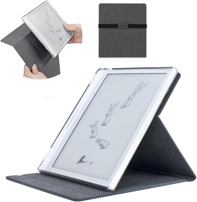 2in1 Case for Onyx Boox Page/Go Color 7 / Go Color 7 Gen II/Go 7 / Leaf 3 3C, Magnetic Detachable KickStand Flip Cover and Inner TPU Jelly Case (Black)