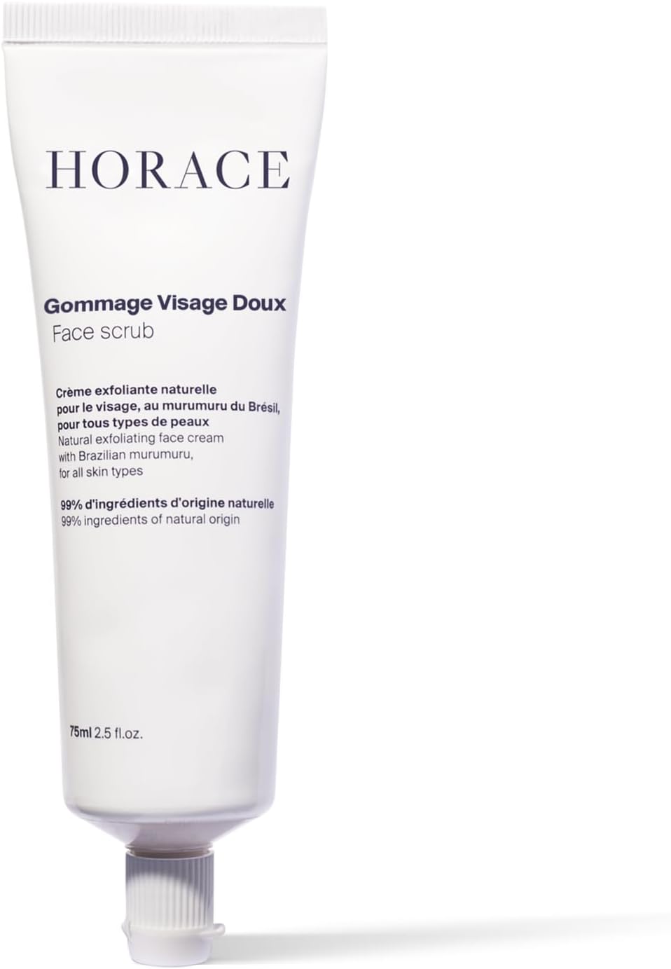 HORACE Gentle Face Scrub for Men - Exfoliating Cream with Argan Seeds, Murumuru Butter and Vitamin E - Pore Unclogging Skincare for All Skin Types - Unscented, 75 ml