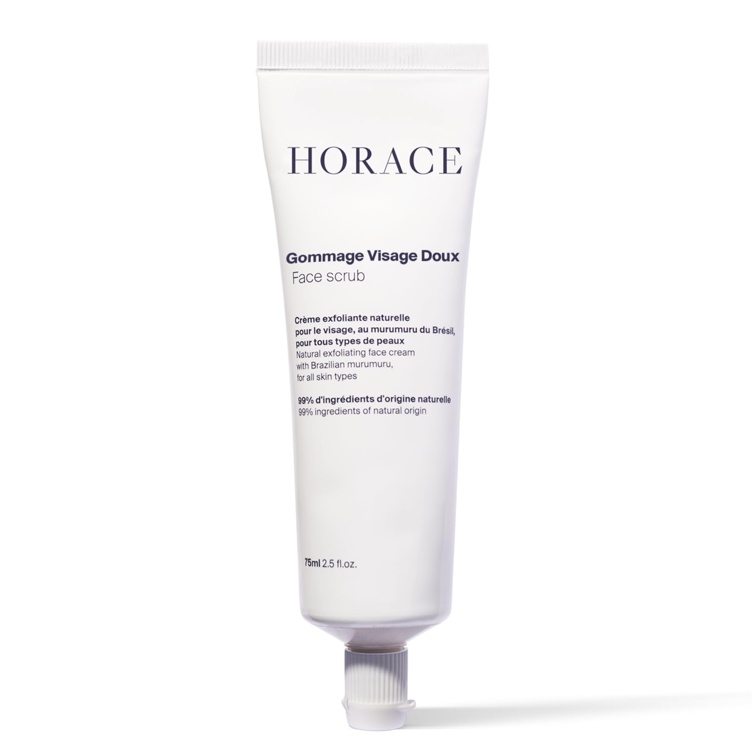 HORACE Gentle Face Scrub for Men - Exfoliating Cream with Argan Seeds, Murumuru Butter and Vitamin E - Pore Unclogging Skincare for All Skin Types - Unscented, 2.5 fl.oz