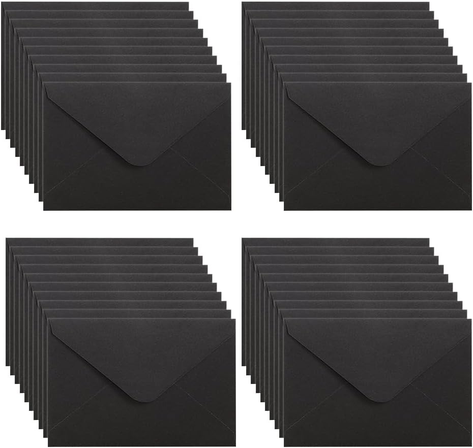 WYAN Mini Envelopes-40 Pack 15 * 10cm Black Classic Flap Envelopes,Small Parts Envelopes,for Gift,Greeting Cards,Wedding,Business,Invitation(Card not Included)