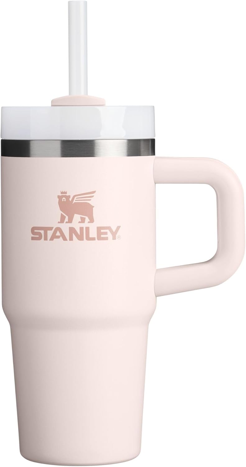 STANLEY Quencher H2.0 Tumbler with Handle and Straw, 3-Mode Flowstate Lid, Travel Cup Holder Compatible, Stainless Steel, Insulated, BPA-Free, Rose Quartz 2.0, 0.4 Litres