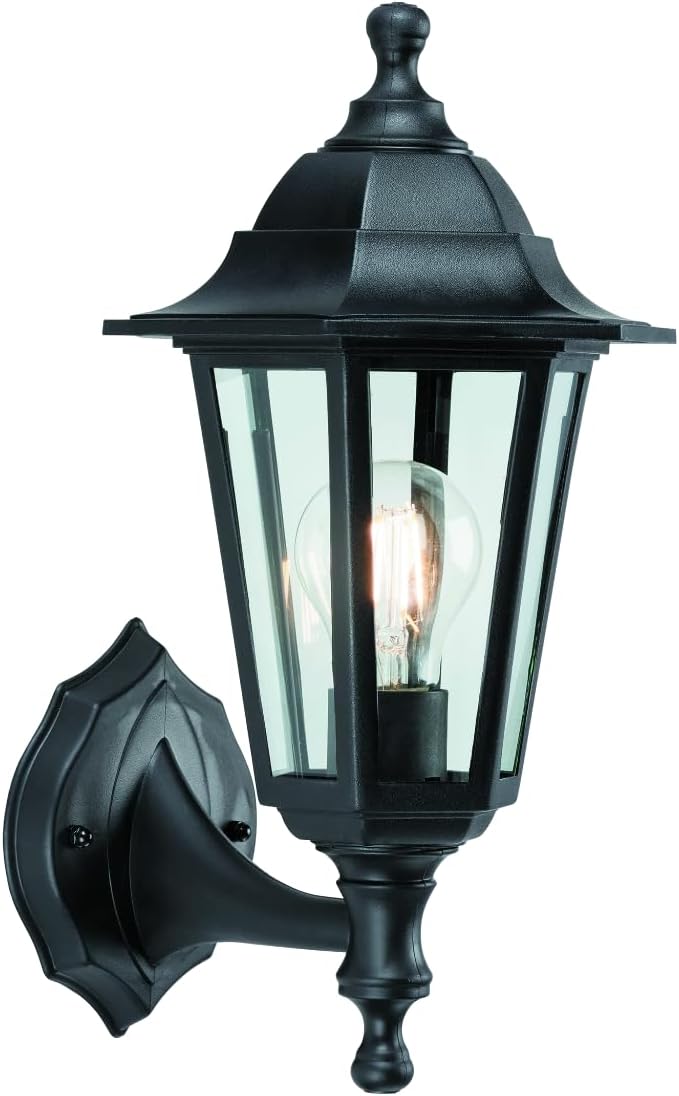 Mayflower Traditional Style Black Outdoor Garden Security Porch Weatherproof Wall Light Lantern IP44 Rated Reversible