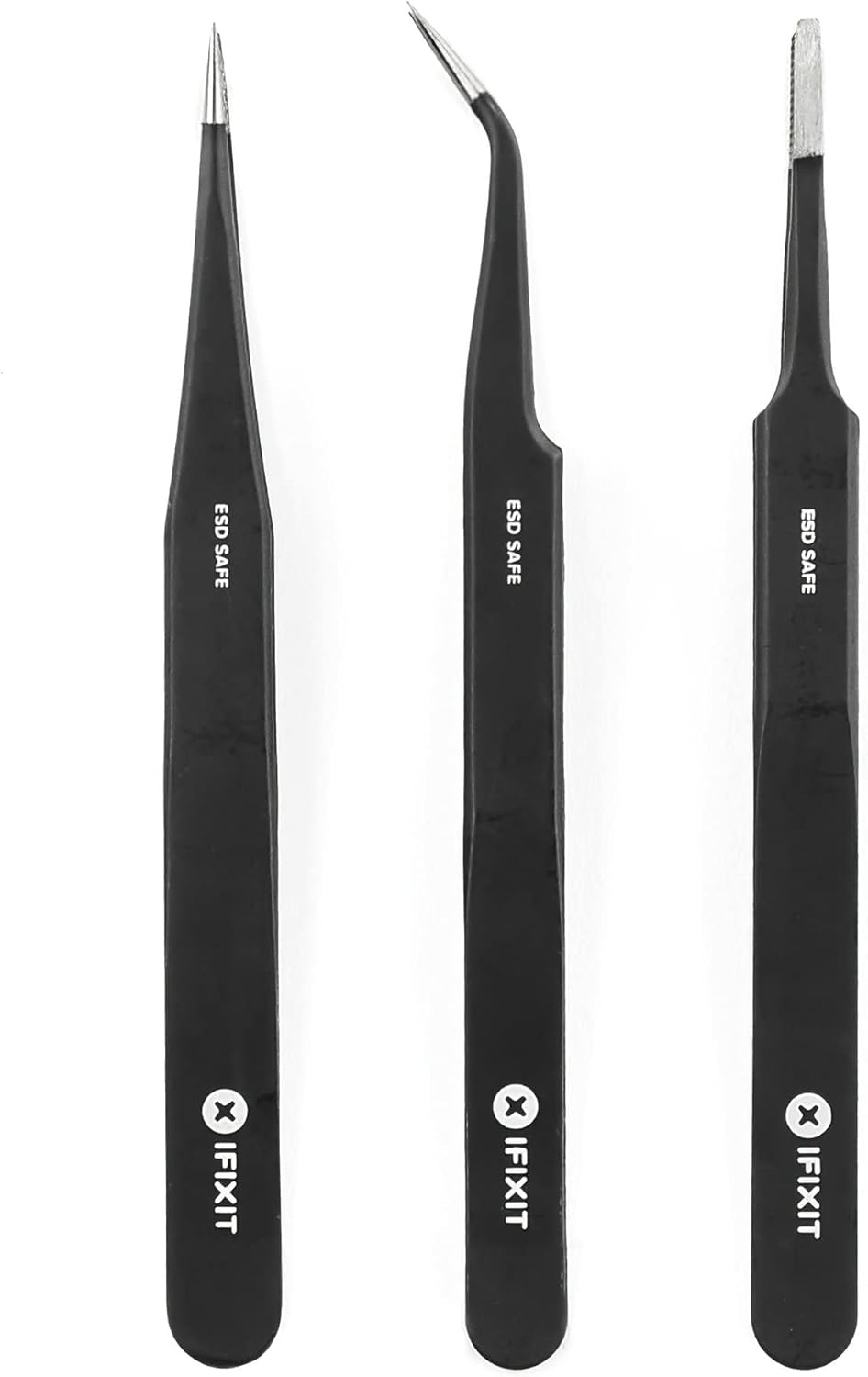 iFixit Precision Tweezers Set, Precision Repair Set with 3 Antistatic Tweezers to Repair Electronic Devices Such as Smartphone, Tablet, PS4, PC