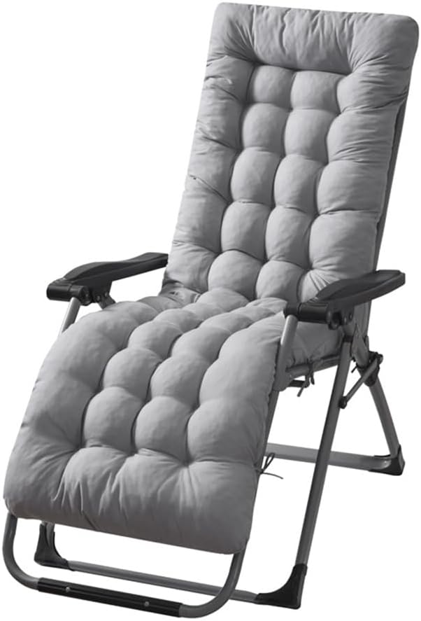 Patio Chaise Lounger Cushion, Lounge Chair Recliners Chair Cushions with 6 Ties,Thick Padded Swing Bench Cushion，61x18.89x3.14in (Grey)