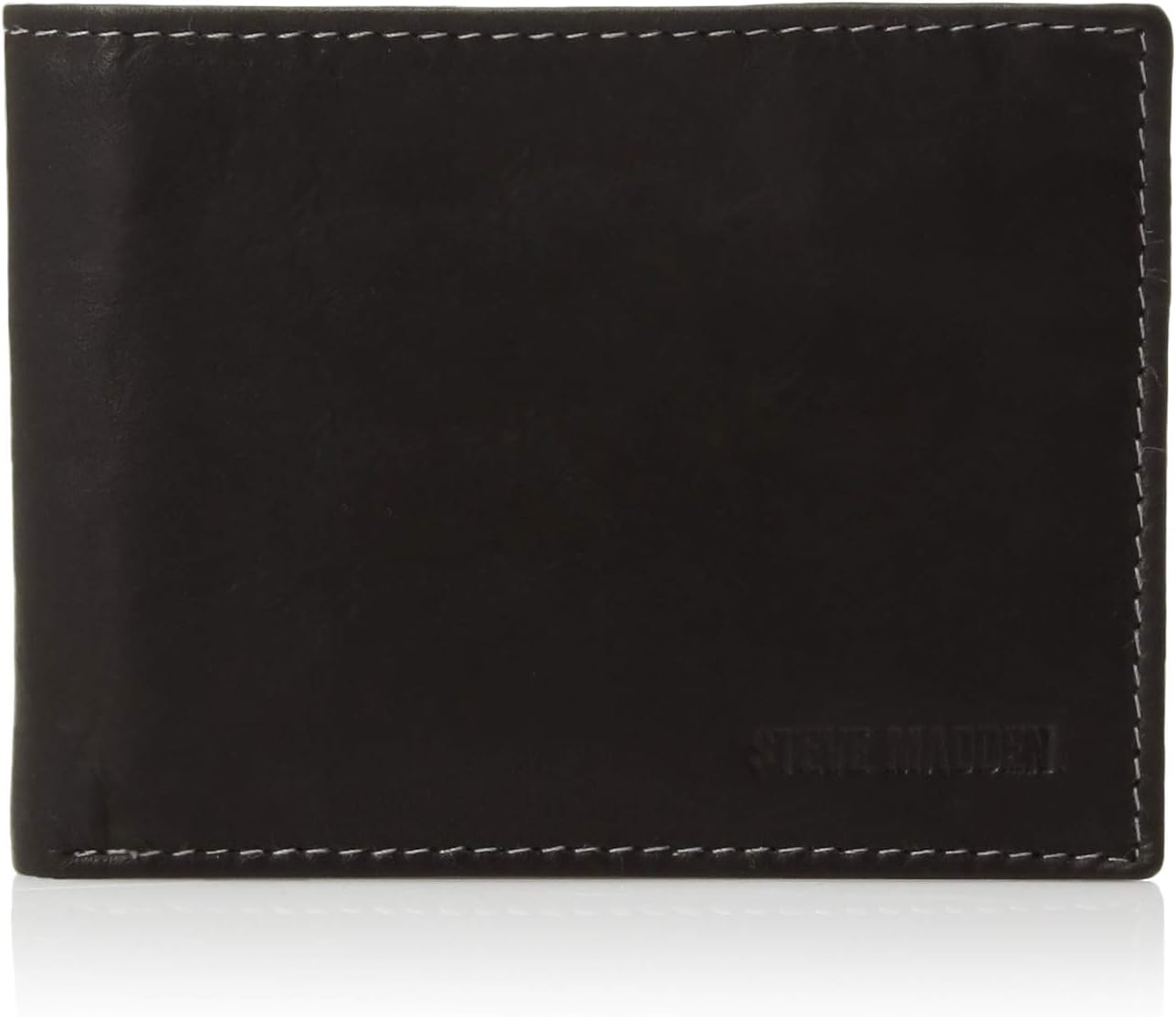 Steve Madden Men's Slim Leather Wallet with Extra Capacity Attached Flip Pockets
