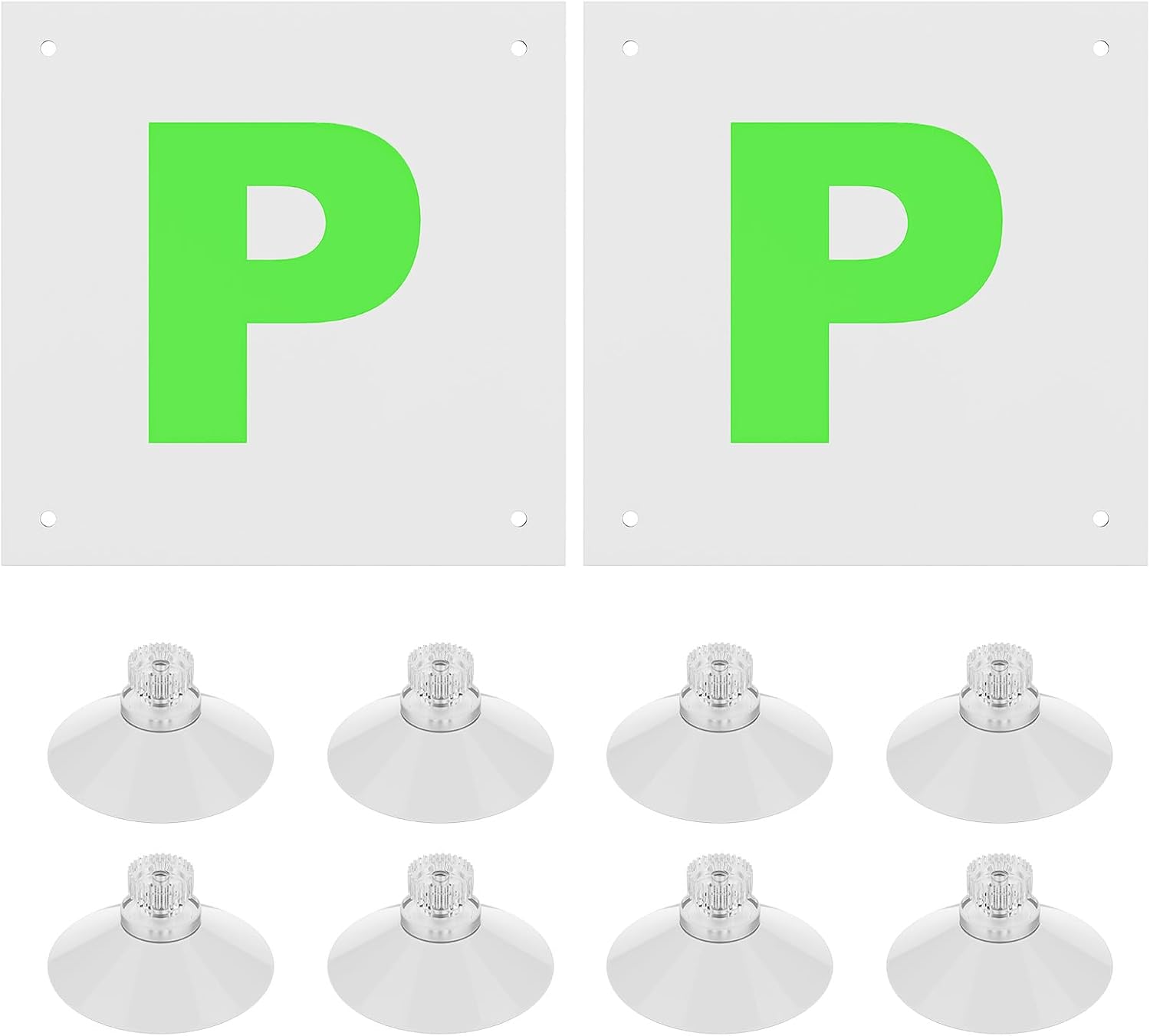 2 Pack Fully Magnetic P Plates for New Drivers, Waterproof P Sign with 8 Suction Cups New Driver Sticker Reusable, Easy to attach, Strong Adsorption