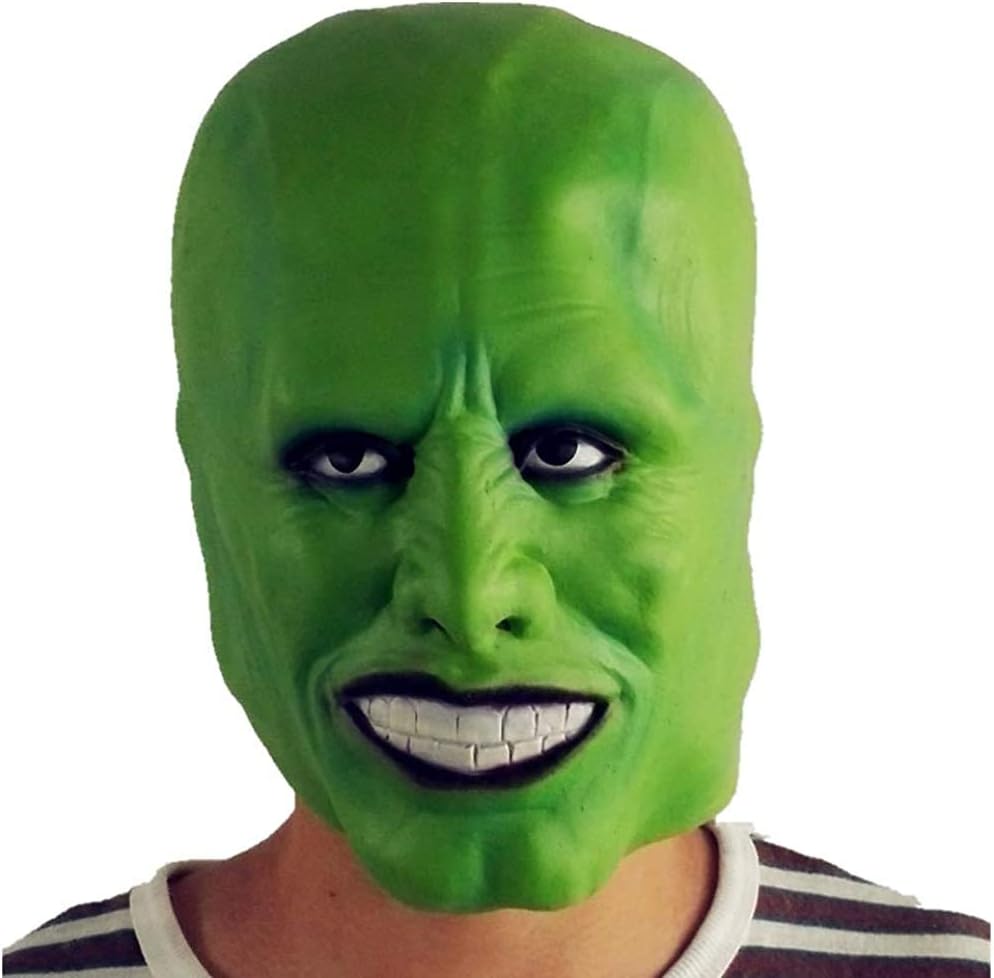LePyCos The Mask Jim Carrey Helmet Latex Masque Cosplay Accessory Halloween Deluxe Masquerade Costume Props Black