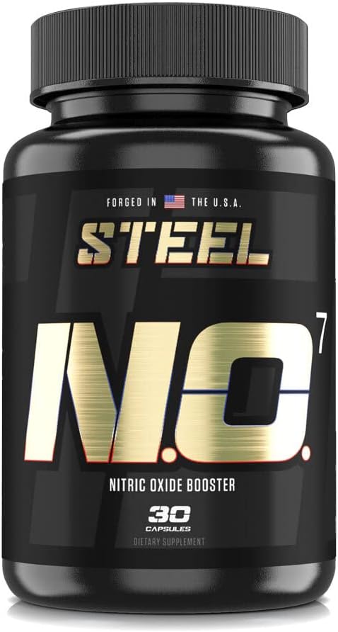 Steel Supplements N.O.7 | Nitric Oxide Formula | Blood Flow | Vascular Support | Pumps & Muscle Fullness | 30 Capsules