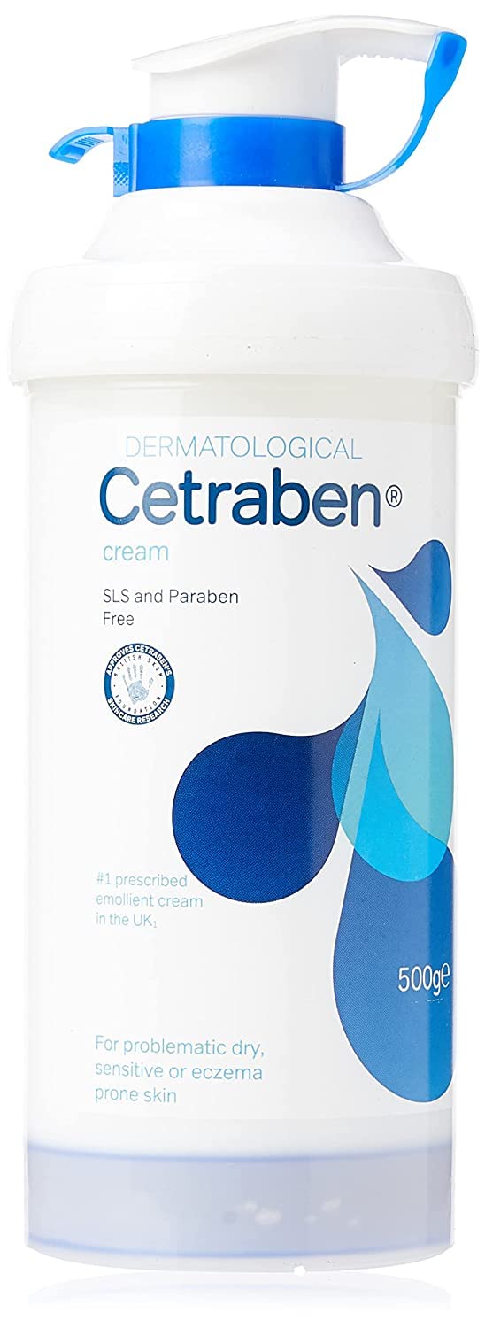 Cetraben Emollient Cream 500g - Moisturizing for Dry Skin, Eczema Relief, Whole Body, Adult Use, 17.6 Ounce