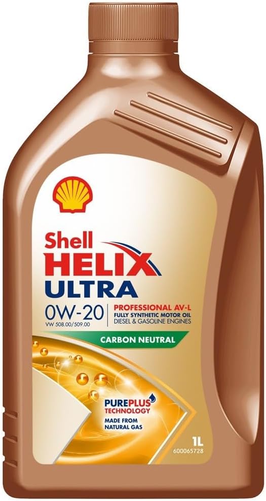 Shell Ultra Professional AV-L, 0W-20 Fully Synthetic Motor Oil, For Diesel and Gasoline Engines, 1 L