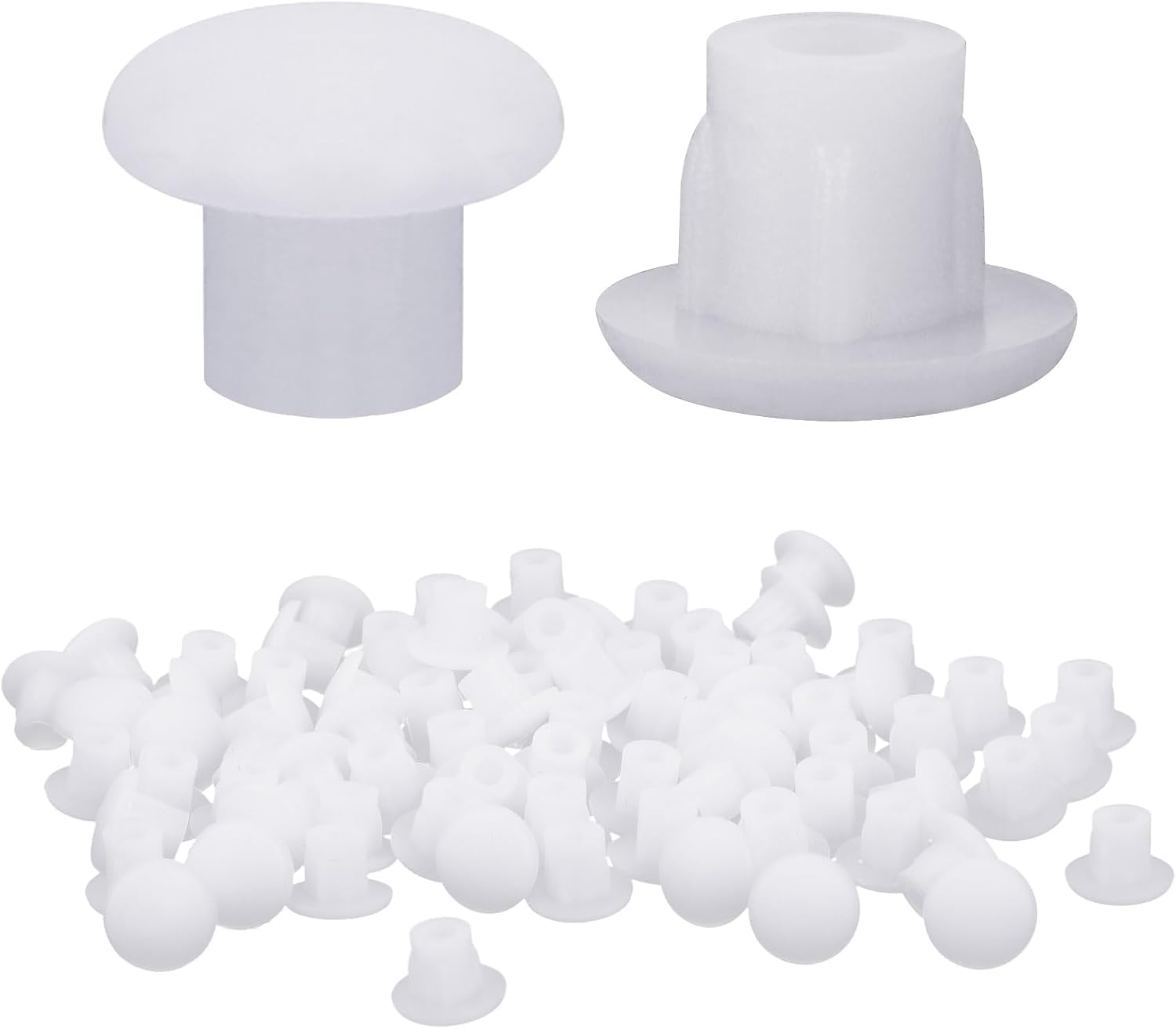 100 Pcs Plastic Hole Plugs 3/16"(5mm) Screw Caps Cover White Plastic Hole Plugs for Cabinet Cupboard Shelf Furniture