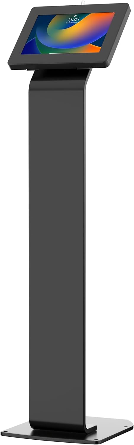 Premium Kiosk Floor Stand – CTA Locking Support Base Kiosk for iPad 11 (A16) - Pro 11-inch M4 - Air 11-inch M3- iPad 10th Gen - Galaxy Tab & More Tablets - Black - (PAD-PARAF)