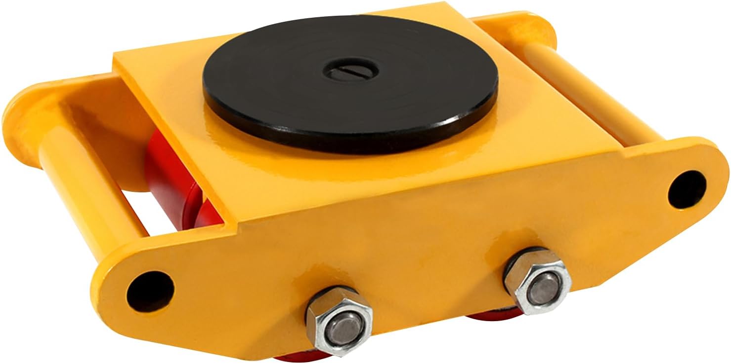 Machinery Skate Dolly 6T - Industrial Machinery Mover with 4 PU Wheel, Heavy Duty Machinery Moving Skate 360° Rotation Non-Slip Cap for Industrial Moving Equipment (Yellow)